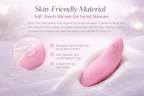 Electric Facial Massager for Skincare, Soft Silicone Face Massager with 10 Vibration Modes, Ergonomic Facial Massage Tool for Face & Jaw Relaxation, Compact Portable Beauty Device