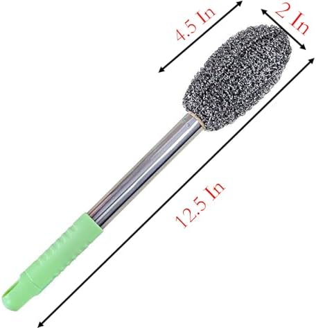 Long Handle Steel Wire Ball, 2 Pcs 12.5 Inch Stainless Steel Ball Brush for Pot, Bottle and Closestool (2)