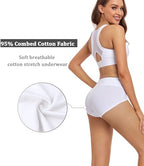 wirarpa Women's Underwear High Waisted Ladies Cotton Panties Soft Full Coverage Briefs 5 Pack