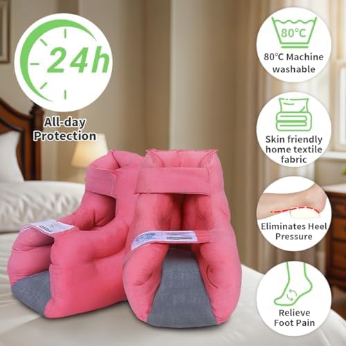 EZ Assistive 2pcs Heel Protector Cushion Foot Pillow Remove Pressure and Bedsores, Heel Protectors for Pressure Sores for Heal Protection, Red