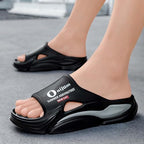 Reflexology massage sandals, acupressure slippers with soft nubs, unisex house slippers, and unisex foot massagers Black-Orange 40-41