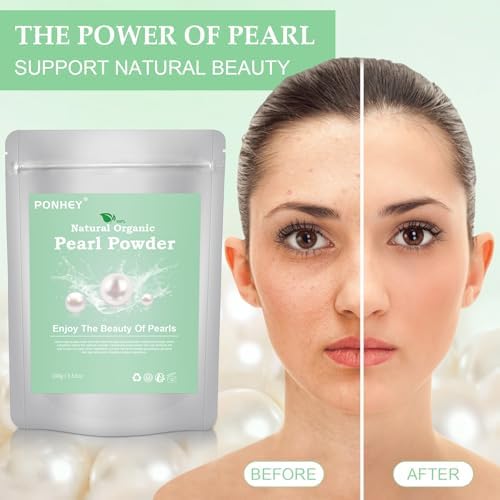Ponhey Freshwater Pearl Powder Organic, 100% Natural Pearl Powder - Deep Cleansing, Pore-Shrinking, Anti-Aging Mask 100g (3.53oz)