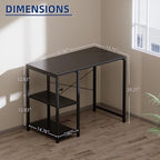 Pamray 32 Inch Small Computer Desk with Shelves, Home Office Desk with Headphone Hook for Bedroom, Study Writing PC Table for Small Spaces, Vintage