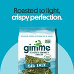 Gimme Seaweed - Sea Salt - Organic Roasted Seaweed Sheets - Keto, Vegan, Gluten Free - Great Source of Iodine & Omega 3’s - Healthy On-The-Go Snack for Kids Adults 4 Count