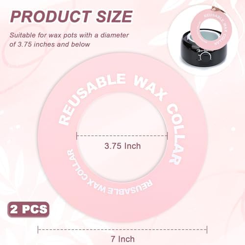 2 PCS Reusable Silicone Wax Collars Fits Most 14 Oz Wax Pot Clean Collars for Wax Warmer Waxing Protection Collars for Esthetician Hair Removal Women Wax Supplies(Pink)