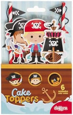 Dekora Pirate Cake Topper Kit, PVC Pirate Ship & Character Decorations for Cakes, Cupcakes & Desserts, Easy to Use, Reusable, Box of 12, 142 × 205 × 165 MM