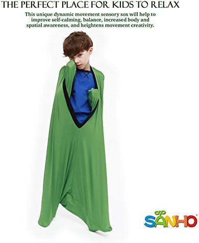 SANHO Dynamic Movement Sensory Sock Body Sock,Small,3-5 Years, 40" H x 27" W,Good for Height:30"-41",for Sensory Processing Disorders,Updated Version,Olive Green