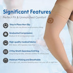 NURCOM® Medical Compression Arm Sleeve for Men Women, 2 Pack, 20-30mmHg with Silicone Band for Lymphedema, Lipedema, Pain Relief, Edema, Swelling, Post Surgery Recovery, Beige S