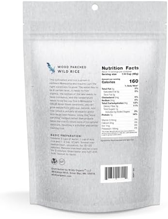 Wildly Organic Wood Parched Wild Rice 16 Oz, 1 lb Bag - Gluten-Free, Kosher, Fat-Free, Pesticide-Free, Insecticide-Free, Quick & Easy, Just Add Water