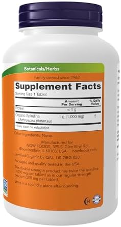 Now Foods Spirulina Double Strength, 1000 mg Organic - 240 Tablets
