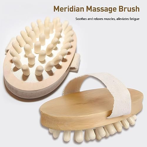 2 Pack Natural Wooden Anti Cellulite Massager Wood Hand-Held Massager Body Brush Muscle Relax Sauna Spa Head Massage Brush