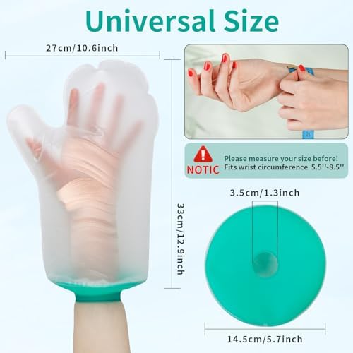 SUPERNIGHT Waterproof Hand Cast Cover for Shower Adult, Hand Cover for Shower After Surgery, Bath Watertight Wrist Wound Protector Resuable Bandage Sleeve Bags for Broken Hand, Wrist, Fingers