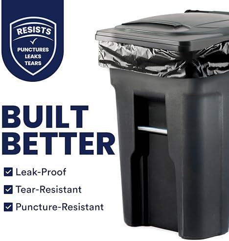 Plasticplace 65 Gallon Trash Bags │ 1.5 Mil │ Black Heavy Duty Garbage Can Liners │ 50” x 48” (50 Count)