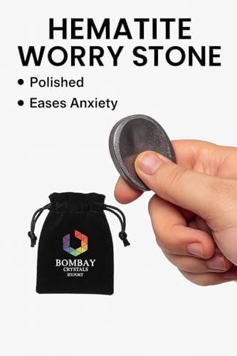 Hematite Worry Stone – Natural Polished Thumb Palm Stone for Grounding, Protection & Mental Strength – Pocket Fidget Crystal for Calm & Focus