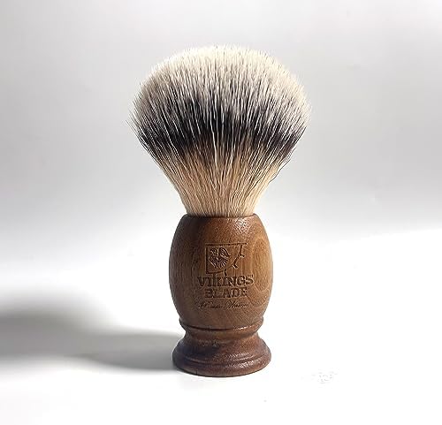 Wooden Shaving Brush for Men by VIKINGS BLADE, Super Strong Knot Backbone, Minimal Shedding, Fast Lather, Extremely Smooth & Plush on Skin (Rustic Walnut)