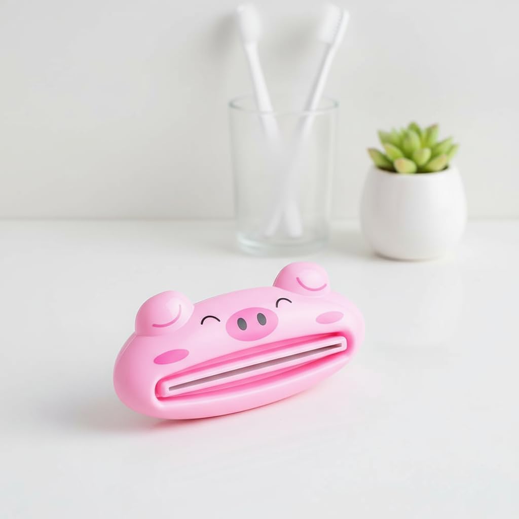 1PCS Pig Toothpaste Dispenser for Kids, Cartoon Animal Tooth Paste Tube Squeezer Roller for Kid Toothpaste Facial Cleanser Creams