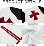 Ryannology Mens Crusader Costume Medieval Templar Renaissance Knight Warrior Tunic Retro Halloween Cosplay Top with Cross