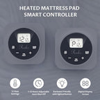 Queen Size Electric Heated Mattress Pad - Bed Warmer with Memory & Preheat Functions, 12 Heat Settings Dual Control for 1-12 Hours Auto Off, Lighted Button