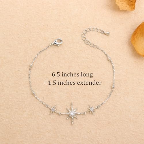 Dainty Gold Silver Flower Star Bow Butterfly Bracelets for Women, Sparkly Adjustable Slider Chain Rhinestone Bracelet Wedding Prom Holiday Fashion Jewelry Gift