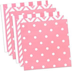 Disposable Striped Chevron Polka Dot Pink Paper Luncheon Napkins 60 Count 13"x13"