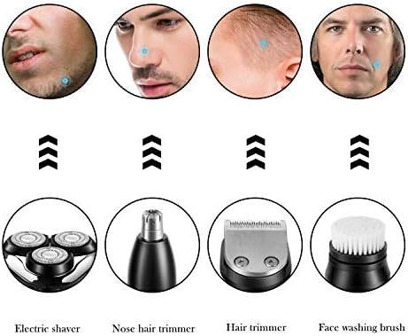 SURKER Electric Shaver Razor Cordless Beard Trimmer for Men Nose Hair Trimmer 3 in 1 Grooming Kit Plus 1 Facial Cleansing Brush Waterproof USB Rechargeable Dry Wet