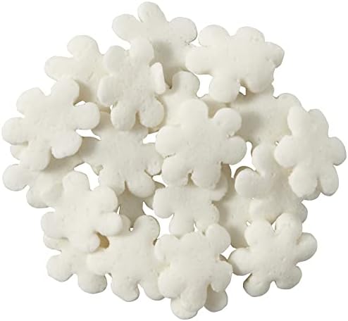 DecoPac White Snowflake Quins, 16.5oz, Fancy Sprinkles Shaped Like Snowflakes, Candy Sprinkles in Handheld Container, Edible Sprinkles For Celebration Cakes, Cupcakes, Cookies 1.03 Pound (Pack of 1)