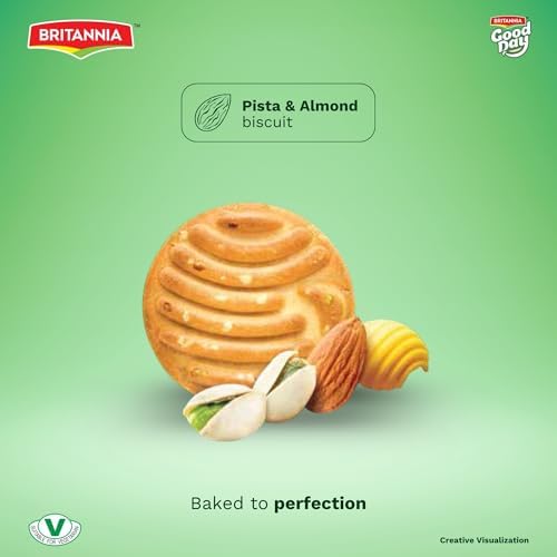 Britannia Good Day Pistachio Almond Cookies Each Nutty & Crunchy Tea-Time Snack Perfect for Breakfast or Anytime Treat 8.1oz (231g)