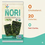 KIMNORI Seasoned Seaweed Snacks Sheets – Organic Sea Salt Flavor 24 Individual Packs Roasted Crispy Premium 100% Natural Laver Kim Nori 4g 0.14 Ounce
