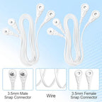 Replacement Lead Wires with Dual Male Female Snap Connectors,Snap Cablefor TENS EMS Devices,Universal 3.5mm Adapter for Electrode Pads,3.3FT/1M 2 PCS