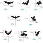 24 Pack Halloween Cupcake Toppers Set, Black Glitter Bat Cupcake Picks for Baby Shower, Halloween and Birthday Party Decorations Supplies (Bat)