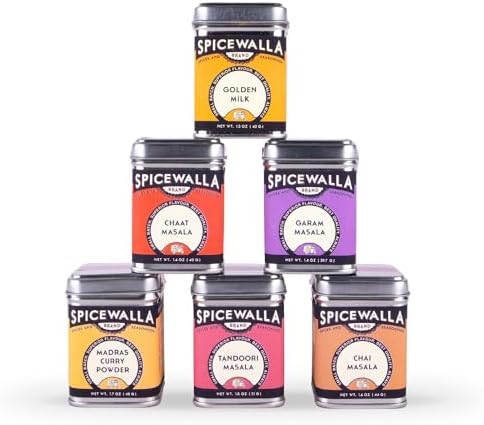 Spicewalla Masala Indian Spice 6 Pack | Chai Masala, Tandoori Masala, Garam Masala, Chaat Masala, Chai Masala, Madras Curry Powder | Non-GMO, Indian Spices Gift Set