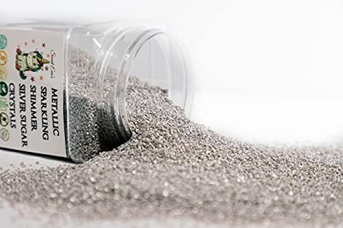 METALLIC SPARKLING SHIMMER SILVER SUGAR CRYSTALS - Dairy Free,Gluten Free,Egg Free,Vegan,Soy Free,Nuts Free,Kosher,Cookies,Cupcakes,Cakes,Decorating,Baking,Topping,Cocktail Sugar,Bulk Candy,Sprinkles