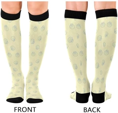 Line-art Seashells Compression Socks for Women and Men 20-30 mmHg Knee High Socks for Nurses Travel Socks 1 Pair