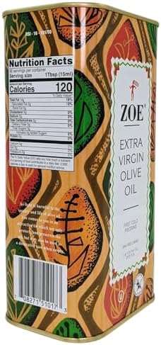 ZOE Extra Virgin Olive Oil, 1-Liter Tins (Pack of 2)