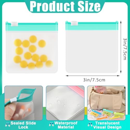 MARFOREVER 25 PCS Pill Pouch Bags Reusable Medicine Organizer Travel Pill Container Storage Pill Case with Slide Lock 14 pcs Plastic Pill Bags 10 pcs Sheets Labels and A Marker