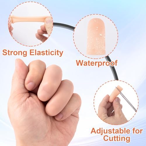 PAGOW 20 Pcs Gel Finger Support Protector Caps Gloves, Silicone Fingertips for Hands Cracking, Large Gel Finger Cots/Covers, Eczema Skin, Trigger Finger Arthritis Pain Relief