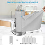 AIDEA Microfiber Cleaning Cloth Roll, 50PK, Paper Towels Reusable Grey Tear Away Towels, Washable Shop Rags, Microfiber Towels for Cars, Lint Free Rags for House, Kitchen, Window,11.5"×11.5"