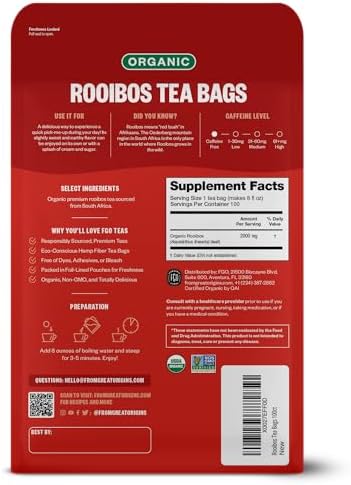 FGO Organic Rooibos Tea, 100 Count, Eco-Conscious Tea Bags, Caffeine Free, Packaging May Vary (Pack of 1)