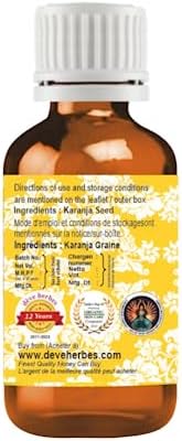 Deve Herbes Karanja Seed Oil (Pongamia pinnata) | Cold Pressed | Pure | Natural | Undiluted | for Diluting Essential Oils | for Skin & Massage | Non-Sticky| Lightweight| Men & Women | 15ml (0.50 oz)