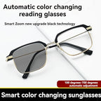 Black & Gold Semi-Rimless Crystal Clear Focus Reading Glasses for Men & Women-High-Definition Vision, Blue Light Filter