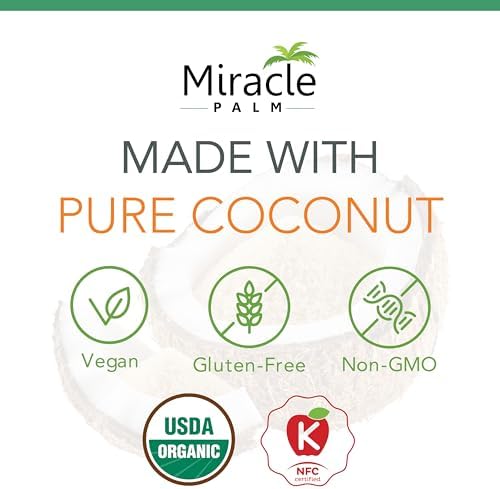 Miracle Palm Organic Unsweetened Shredded Coconut 1 lb (16oz), Perfect for Baking, Cooking & Snacking, Vegan, Gluten-Free, Non-GMO, Rich in MCT & Fiber, Ideal for Keto & Recipes, Origin from Sri Lanka