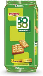 BRITANNIA Crackers 50 50 Sweet and Salty Biscuit 13.12oz (372g) - Delicious, Light & Crispy Grocery Cookies - Best Treat for Friends & Family (Pack of 1)