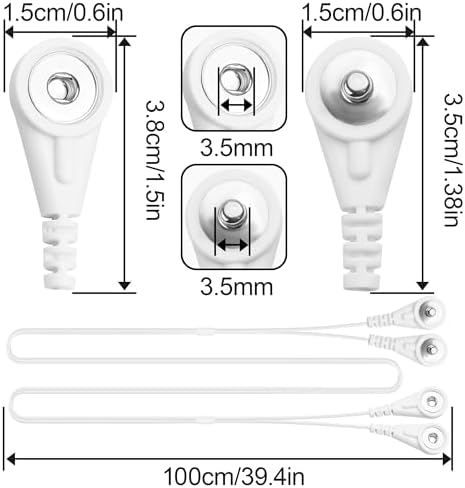 Replacement Lead Wires with Dual Male Female Snap Connectors,Snap Cablefor TENS EMS Devices,Universal 3.5mm Adapter for Electrode Pads,3.3FT/1M 2 PCS