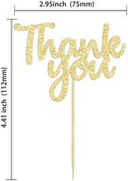 Gyufise 36Pcs Gold Glitter Thank You Cupcake Toppers Thank You Cupcake Picks for Birthday Anniversary Thanksgiving Day Wedding Bridal Party Decoration Supplies