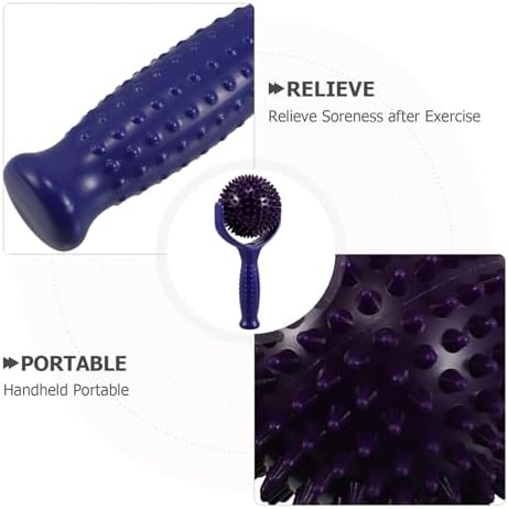 Large Muscle Roller Stick for Muscle Knots Relief Portable Yoga Massage Stick with Spiky Balls Blue and Purple for Fitness Pilates and Post-Workout Relaxation
