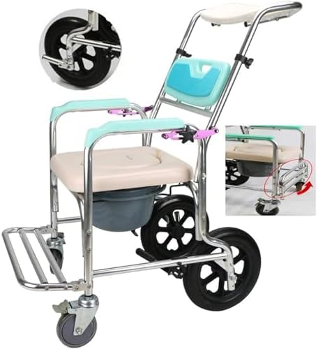 Wheelchair Shower Transport Chair, Adjustable Backrest Angle Shampoo Bath Toilet Chair, Adjustable Backrest Angle Shampoo Bathroom Toilet Chair Wash Wheelchair Seat