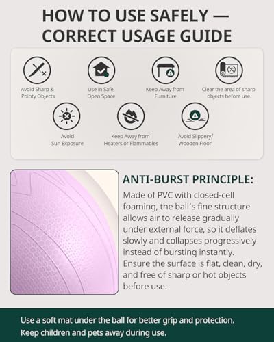 Trideer Pregnancy Birthing Ball, 1.7mm Extra Thick Yoga Ball for Maternity, Labor, Physio, Recovery, Exercise Guide & Daily Comfort Tips for All Trimesters, 1000LB Anti-Burst Non-Slip Stability Ball