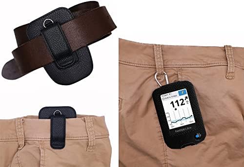 Fitted Leather Case W/Screen Protector (Includes Carabiner & Lanyard) for Freestyle Libre,Freestyle Libre 2, Freestyle Libre 14 Day,Freestyle Libre HD (Black)