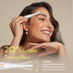 Facial Hair Removal for Women, Painless Eyebrow Trimmer with Pivoting Head, Electric Battery Operated Body Hair Remover with 2 Replaceable Blade for Face Neck Chin Bikini, White
