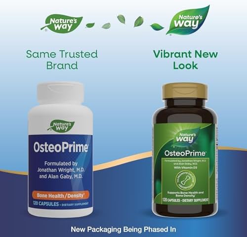 Nature's Way OsteoPrime, Supports Bone Health and Density*, Vitamin D3, Gluten Free, 120 Vegetarian Capsules (Packaging May Vary)